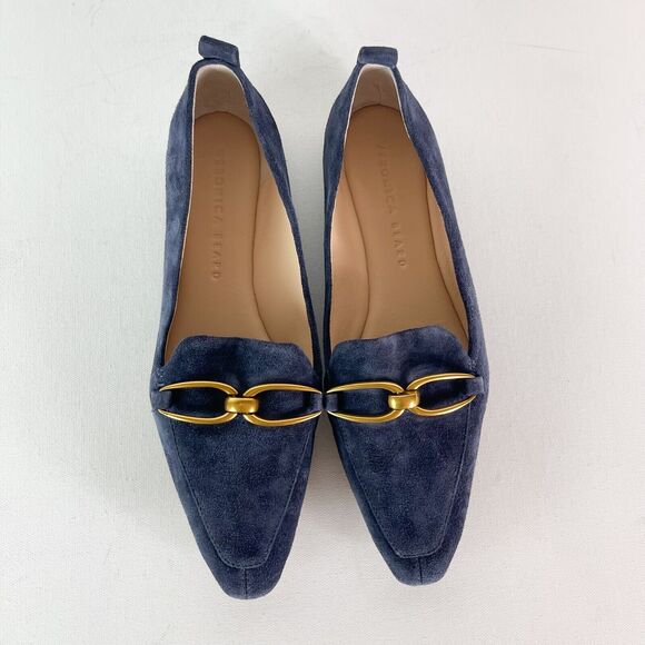Veronica Beard NWOB Women's Champlain Chain Suede Leather Loafers Blue Size 6.5 - Picture 3 of 6